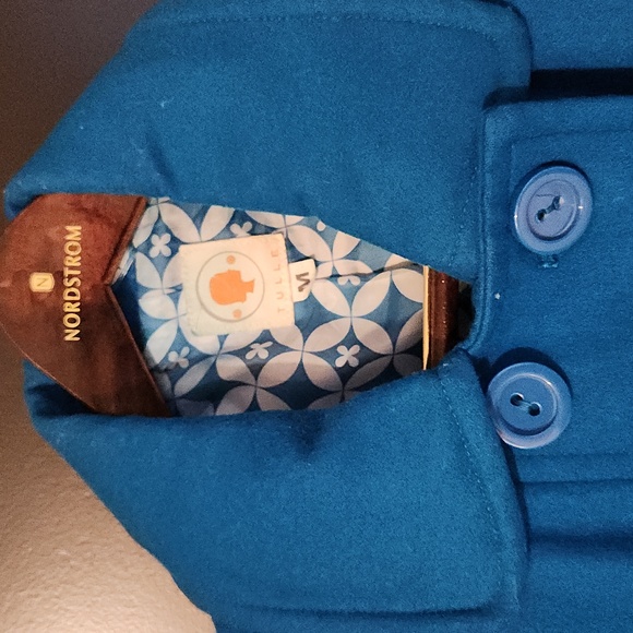 Vintage 90's Teal Wool Blend Long Coat - Picture 2 of 5